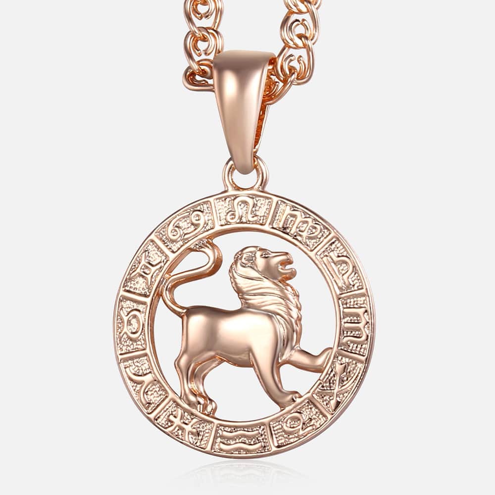 12 Zodiac Sign Constellations Pendant Necklace For Women Men 585 Rose Gold Color Necklace Birthday Gifts Drop Shipping GPM16A