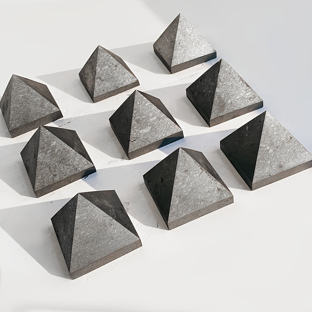Handcrafted Shungite Pine Pyramid - Natural Crystal for Meditation, Home Decor & Feng Shui Protection
