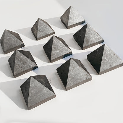 Handcrafted Shungite Pine Pyramid - Natural Crystal for Meditation, Home Decor & Feng Shui Protection