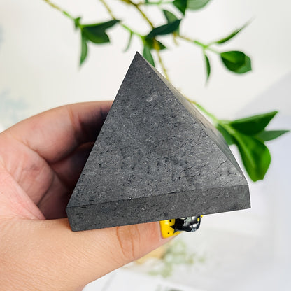 Handcrafted Shungite Pine Pyramid - Natural Crystal for Meditation, Home Decor & Feng Shui Protection