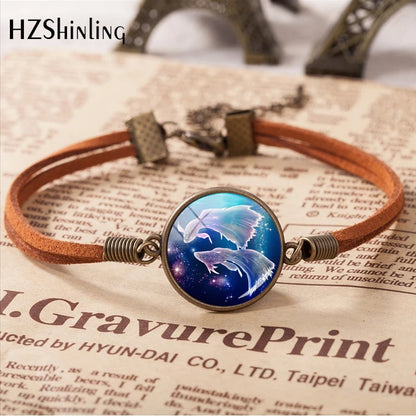 2020 New Arrival 12 Zodiac Galaxy Horoscope Bracelet Aquarius Pisces Scorpion Zodiac Leather Bracelets Gifts Jewelry