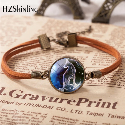 2020 New Arrival 12 Zodiac Galaxy Horoscope Bracelet Aquarius Pisces Scorpion Zodiac Leather Bracelets Gifts Jewelry