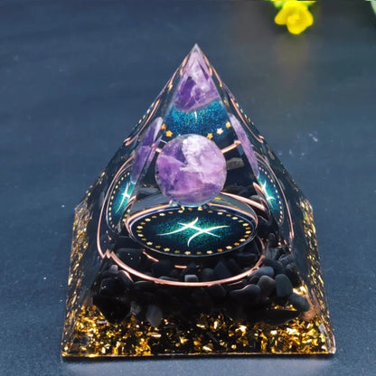 12 Zodiacs Orgone Pyramid 5cm Horoscope Healing Natural Crystal Stone Chakra Reiki Orgonite Gemstones Birthday Constellation