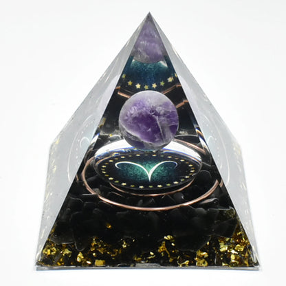 12 Zodiacs Orgone Pyramid 5cm Horoscope Healing Natural Crystal Stone Chakra Reiki Orgonite Gemstones Birthday Constellation