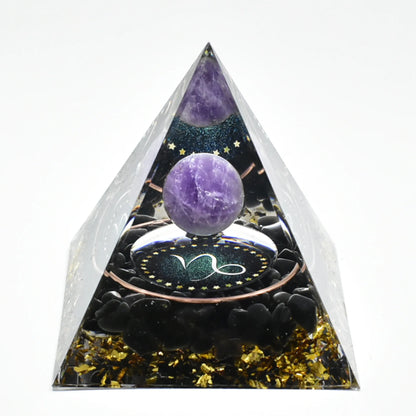 12 Zodiac Orgone Pyramid 5cm Horoscope Healing Natural Crystal Stone Ornaments Chakra Reiki Orgonite Gemstones Birthday Gifts