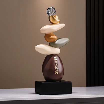 Feng Shui Stone Resin Sculpture, Modern Art Stone Carving Model, Desktop Decoration, Home Garden Decoration Crafts, Gifts