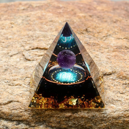 12 Zodiac Orgone Pyramid 5cm Horoscope Healing Natural Crystal Stone Ornaments Chakra Reiki Orgonite Gemstones Birthday Gifts