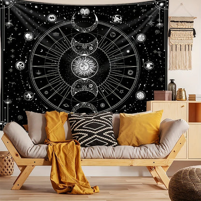 1pcS75*58cm Sun Moon Horoscope Divination Printed Tapestry Home DecorTapestry Wall Decor