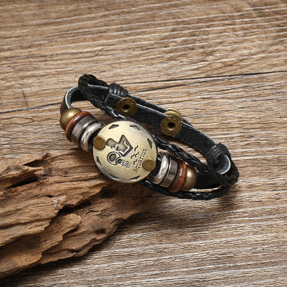 12 Horoscope Leather Bracelet for Women Man Vintage Retro Charm Male Bracelets Jewelry Gifts Pulseras Hombre Pulseras De Mujer