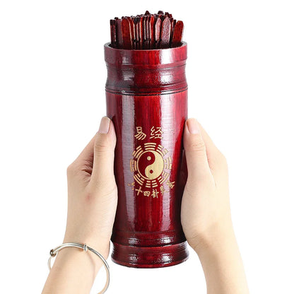 Chinese Fortune Sticks Set Wooden Divination Props Feng Shui Prediction Game with Storage Bucket and Interpretation Book