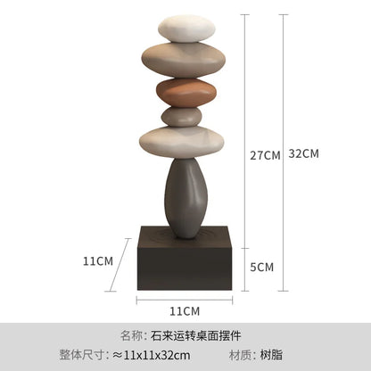 Feng Shui Stone Resin Sculpture, Modern Art Stone Carving Model, Desktop Decoration, Home Garden Decoration Crafts, Gifts