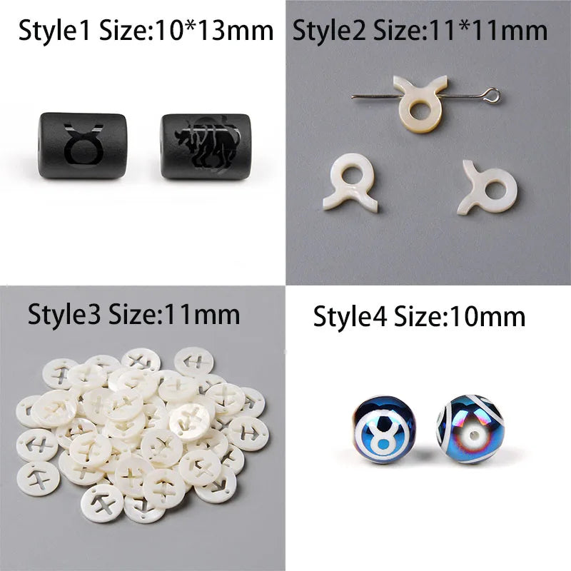 10PCS/lot 12 Constellation Horoscope Charms Beads 12 Zodiac Signs Multistyle Beads for DIY Couples Bracelets Jewelry Making