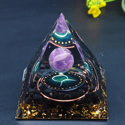 12 Zodiac Orgone Pyramid 5cm Horoscope Healing Natural Crystal Stone Ornaments Chakra Reiki Orgonite Gemstones Birthday Gifts