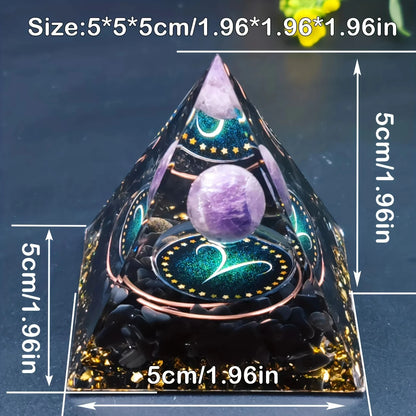 12 Zodiac Orgone Pyramid 5cm Horoscope Healing Natural Crystal Stone Ornaments Chakra Reiki Orgonite Gemstones Birthday Gifts