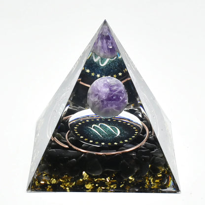 12 Zodiac Orgone Pyramid 5cm Horoscope Healing Natural Crystal Stone Ornaments Chakra Reiki Orgonite Gemstones Birthday Gifts