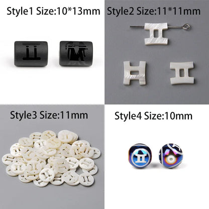 10PCS/lot 12 Constellation Horoscope Charms Beads 12 Zodiac Signs Multistyle Beads for DIY Couples Bracelets Jewelry Making