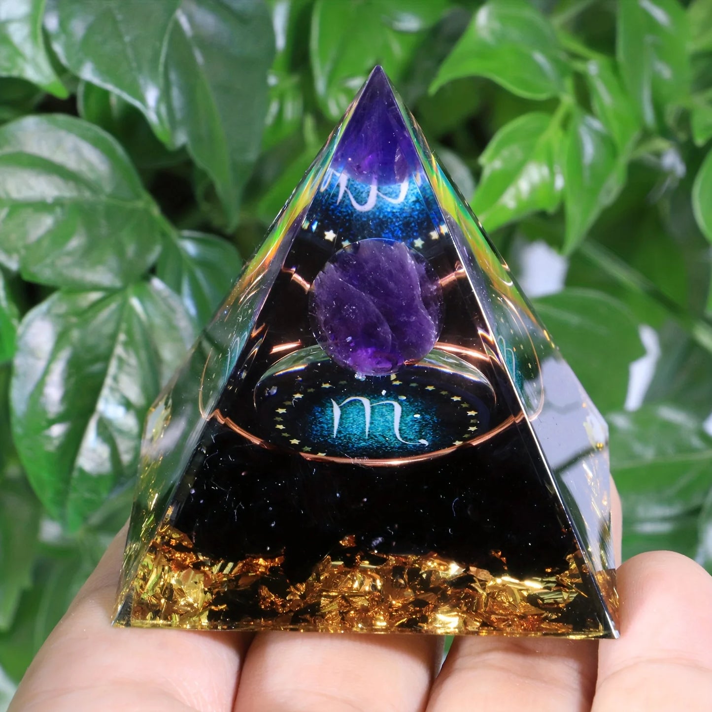 12 Zodiac Orgone Pyramid 5cm Horoscope Healing Natural Crystal Stone Ornaments Chakra Reiki Orgonite Gemstones Birthday Gifts