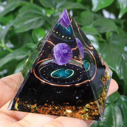 12 Zodiacs Orgone Pyramid 5cm Horoscope Healing Natural Crystal Stone Chakra Reiki Orgonite Gemstones Birthday Constellation