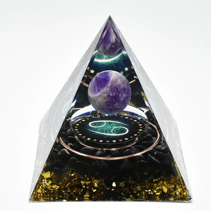12 Zodiac Orgone Pyramid 5cm Horoscope Healing Natural Crystal Stone Ornaments Chakra Reiki Orgonite Gemstones Birthday Gifts