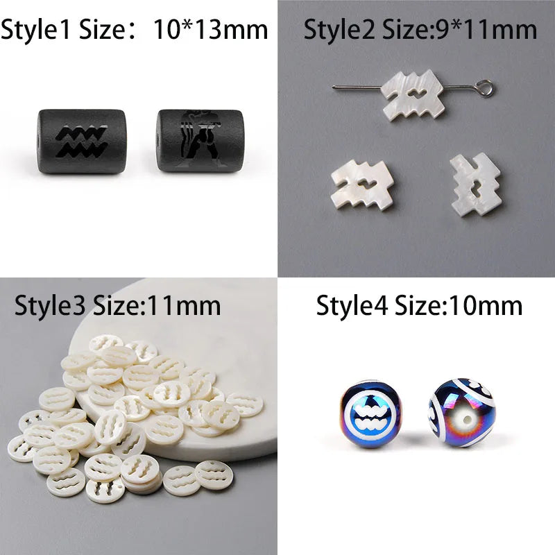 10PCS/lot 12 Constellation Horoscope Charms Beads 12 Zodiac Signs Multistyle Beads for DIY Couples Bracelets Jewelry Making