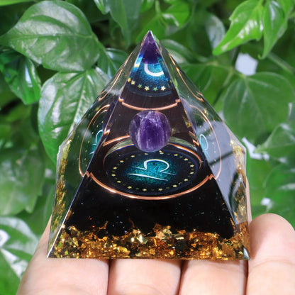 12 Zodiac Orgone Pyramid 5cm Horoscope Healing Natural Crystal Stone Ornaments Chakra Reiki Orgonite Gemstones Birthday Gifts