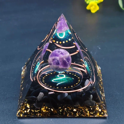 12 Zodiacs Orgone Pyramid 5cm Horoscope Healing Natural Crystal Stone Chakra Reiki Orgonite Gemstones Birthday Constellation