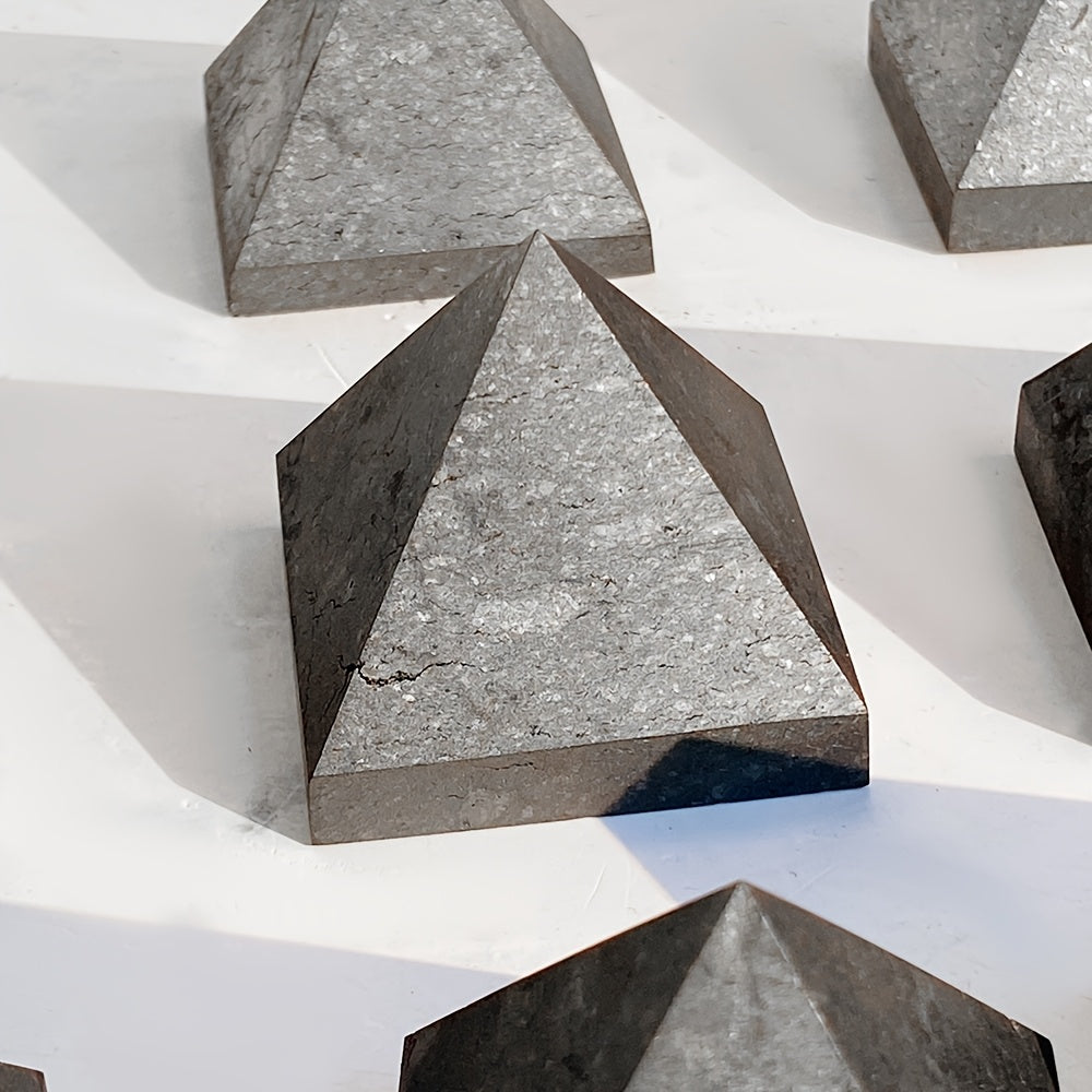 Handcrafted Shungite Pine Pyramid - Natural Crystal for Meditation, Home Decor & Feng Shui Protection