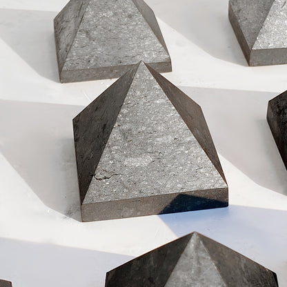 Handcrafted Shungite Pine Pyramid - Natural Crystal for Meditation, Home Decor & Feng Shui Protection