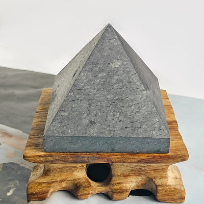 Handcrafted Shungite Pine Pyramid - Natural Crystal for Meditation, Home Decor & Feng Shui Protection