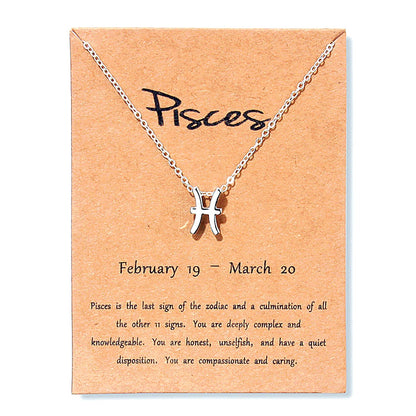 12 Zodiac Sign Necklaces With Cardboard Constellations Pendant Gold Color Chains Choker For Women Birthday Fashion Jewelry